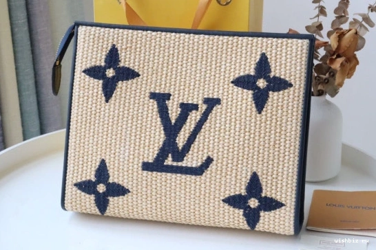 WIS Monogram Toiletry LOUIS Pouch Raffia VUITTON 1017